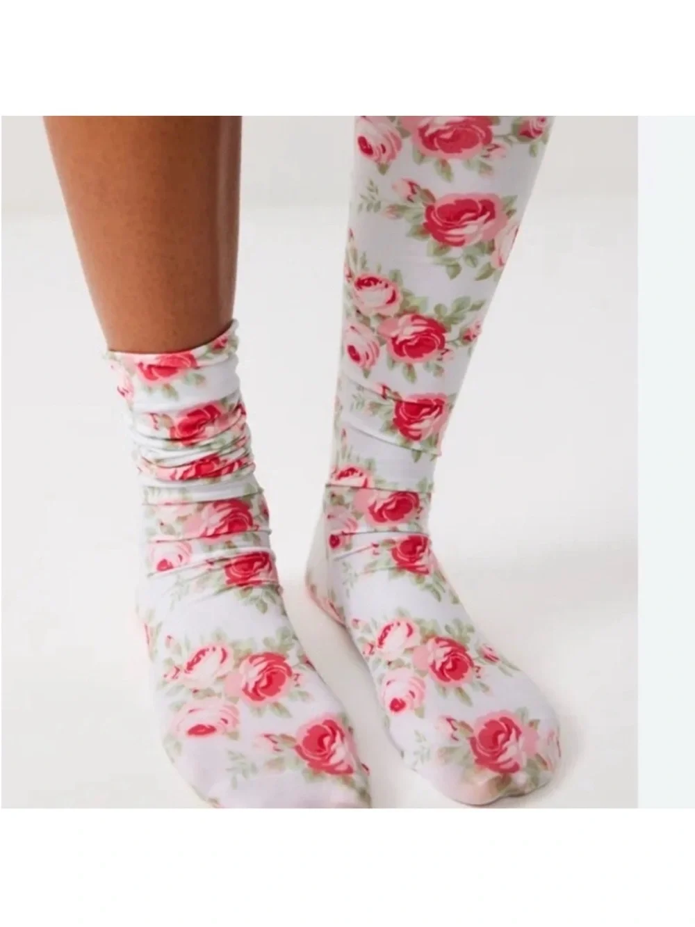 High Heel Jungle Free People Pink Floral Fields Knee High Socks NWT!